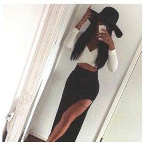 🖤 TopShop Side Split Black Maxi Skirt